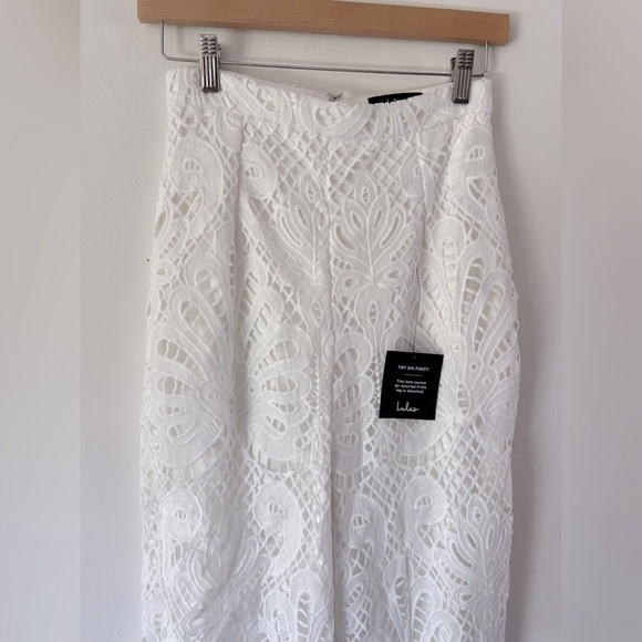 Lulus My Heart Is Yours White Lace-Up Crochet Two Piece Jumpsuit Size XS NWT - Picture 9 of 14